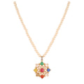 Navratna Polki Round Silver Necklace