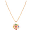 Navratna Polki Round Silver Necklace