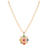 Navratna Polki Round Silver Necklace
