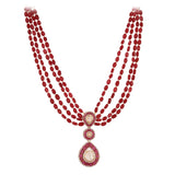 Gul Ruby & Polki Layered Silver Necklace (4 Strings)