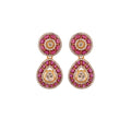 Gul Ruby & Polki Silver Drop Earrings