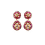 Gul Ruby & Polki Silver Drop Earrings