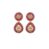 Gul Ruby & Polki Silver Drop Earrings
