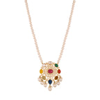 Navratna Polki Silver Necklace with Pearl Drops