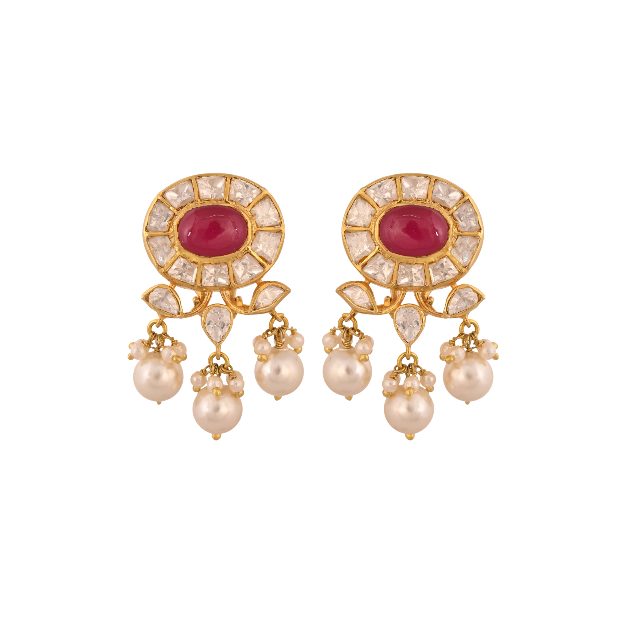 Navratna Polki Silver Necklace Set