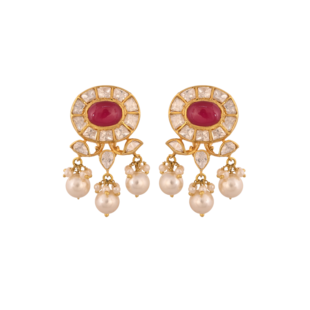 Navratna Polki Silver Necklace Set
