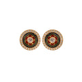 Floral Green & Red Meenakari Round Silver Earrings