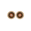 Floral Green & Red Meenakari Stud Earrings