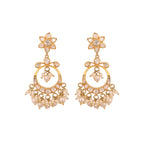 Noor Bloom Polki Silver Chandbali