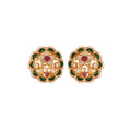 Floral Round Multi-Colour Silver Earrings