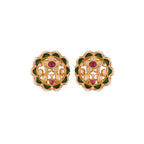 Floral Round Multi-Colour Silver Earrings