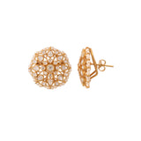 Noor Blossom Round Polki & Pearl Silver Earrings