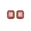 Gul Polki & Ruby Petal Silver Earrings