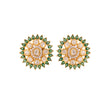 Floral Round Polki & Emerald Silver Earrings