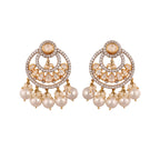 Noor Polki Silver Chandbali with Pearl Drops