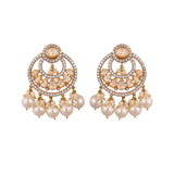 Noor Polki Silver Chandbali with Pearl Drops