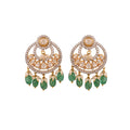 Noor Polki Silver Chandbali with Emerald Drops
