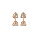 Noor Polki Triangle Drop Silver Earrings