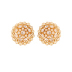 Noor Bloom Round Polki & Pearl Silver Earrings