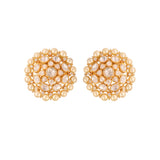 Noor Bloom Round Polki & Pearl Silver Earrings
