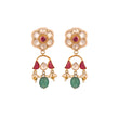 Floral Multi-Colour Long Silver Earrings