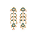 Gulnaar Turquoise Bloom Silver Long Earrings