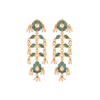 Gulnaar Turquoise Bloom Silver Long Earrings