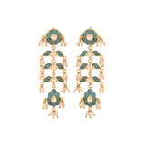 Gulnaar Turquoise Bloom Silver Long Earrings