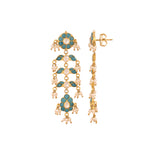 Gulnaar Turquoise Bloom Silver Long Earrings