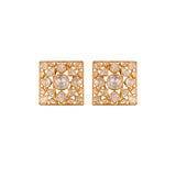 Noor Square Polki Silver Earrings