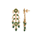 Gulnaar Emerald Bloom Silver Long Earrings