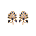 Lotus Sapphire & Polki Silver Earrings
