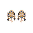 Lotus Sapphire & Polki Silver Earrings