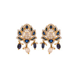 Lotus Sapphire & Polki Silver Earrings