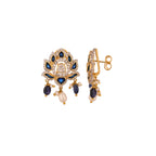 Lotus Sapphire & Polki Silver Earrings