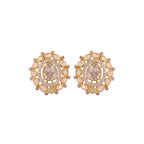 Noor Bloom Round Polki Silver Earrings