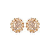 Noor Bloom Round Polki Silver Earrings