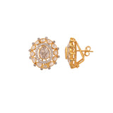 Noor Bloom Round Polki Silver Earrings