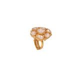Noor Asymmetric Polki Silver Adjustable Ring