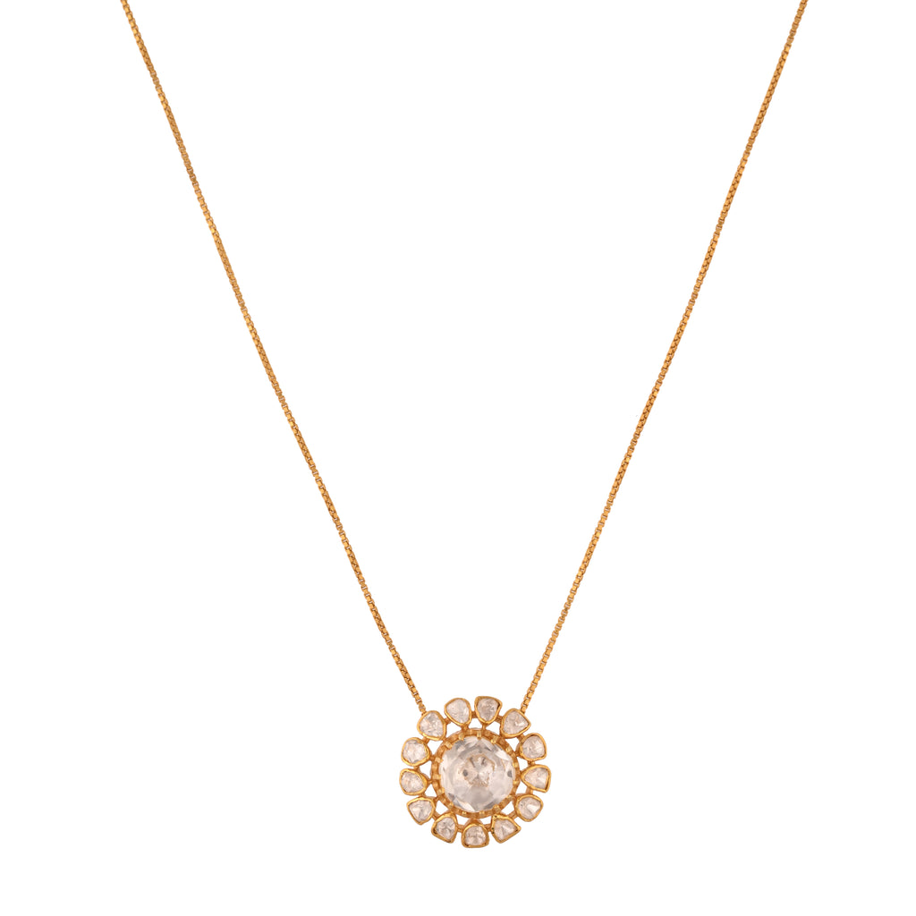 Noor Bloom Polki Silver Chain Necklace