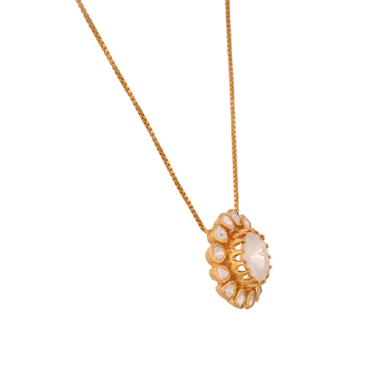 Noor Bloom Polki Silver Chain Necklace