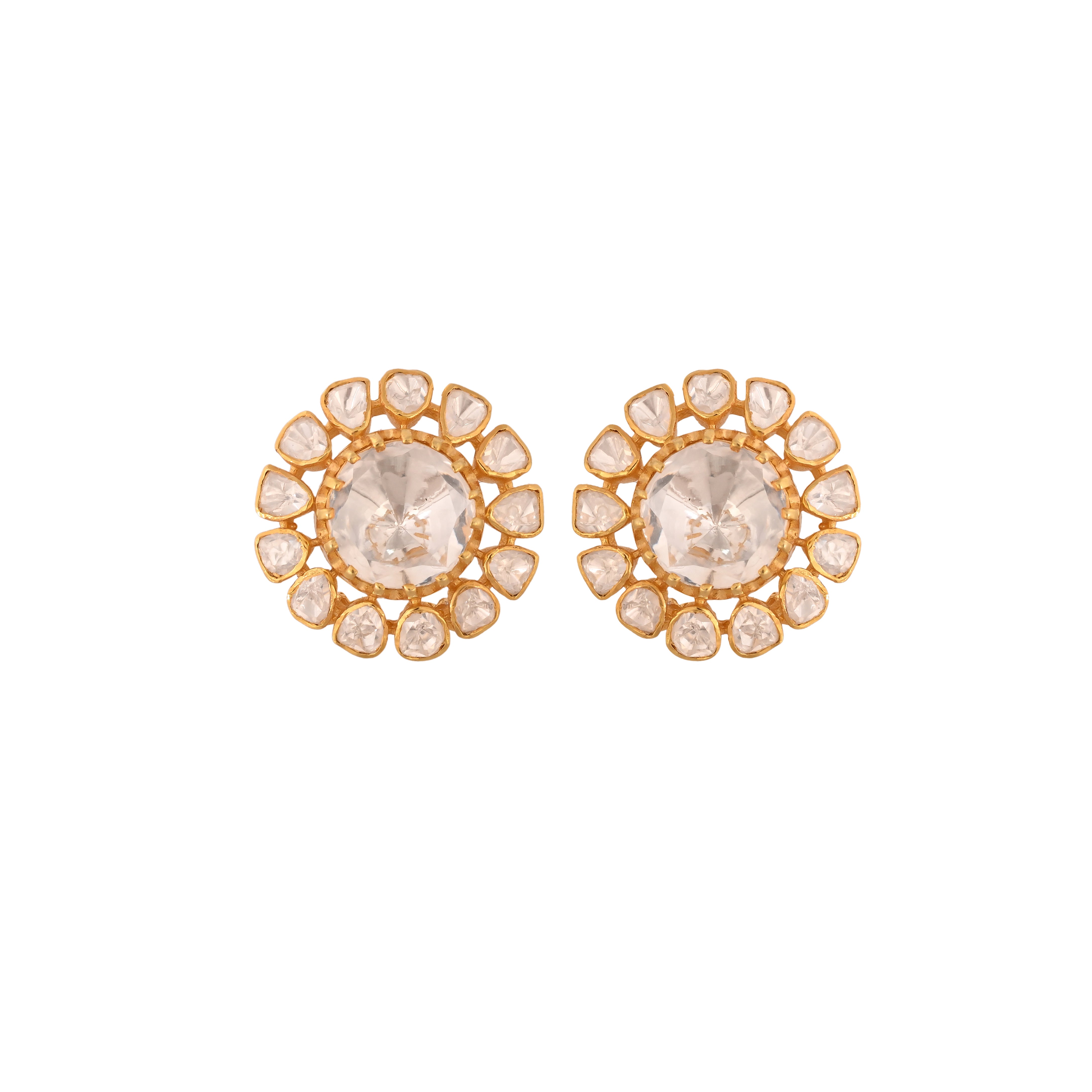 Noor Bloom Polki Silver Earrings