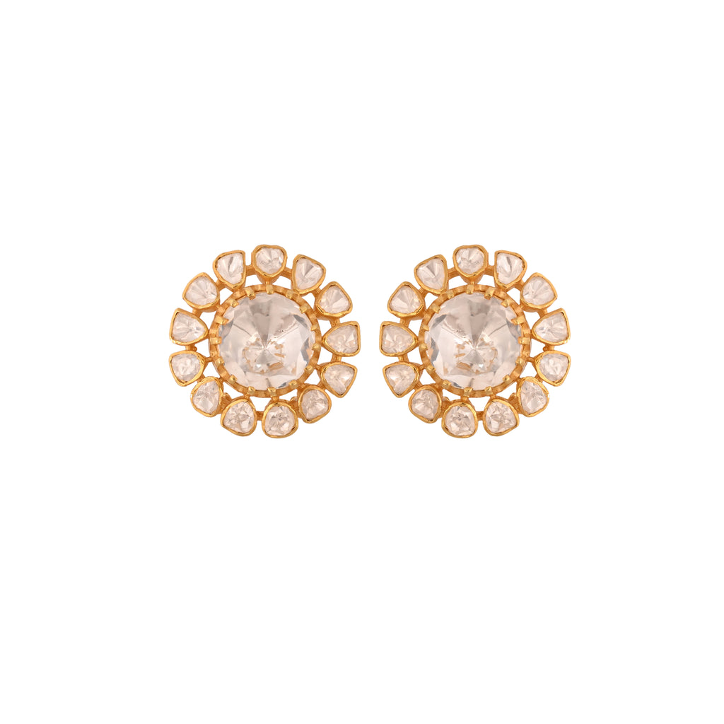 Noor Bloom Polki Silver Earrings