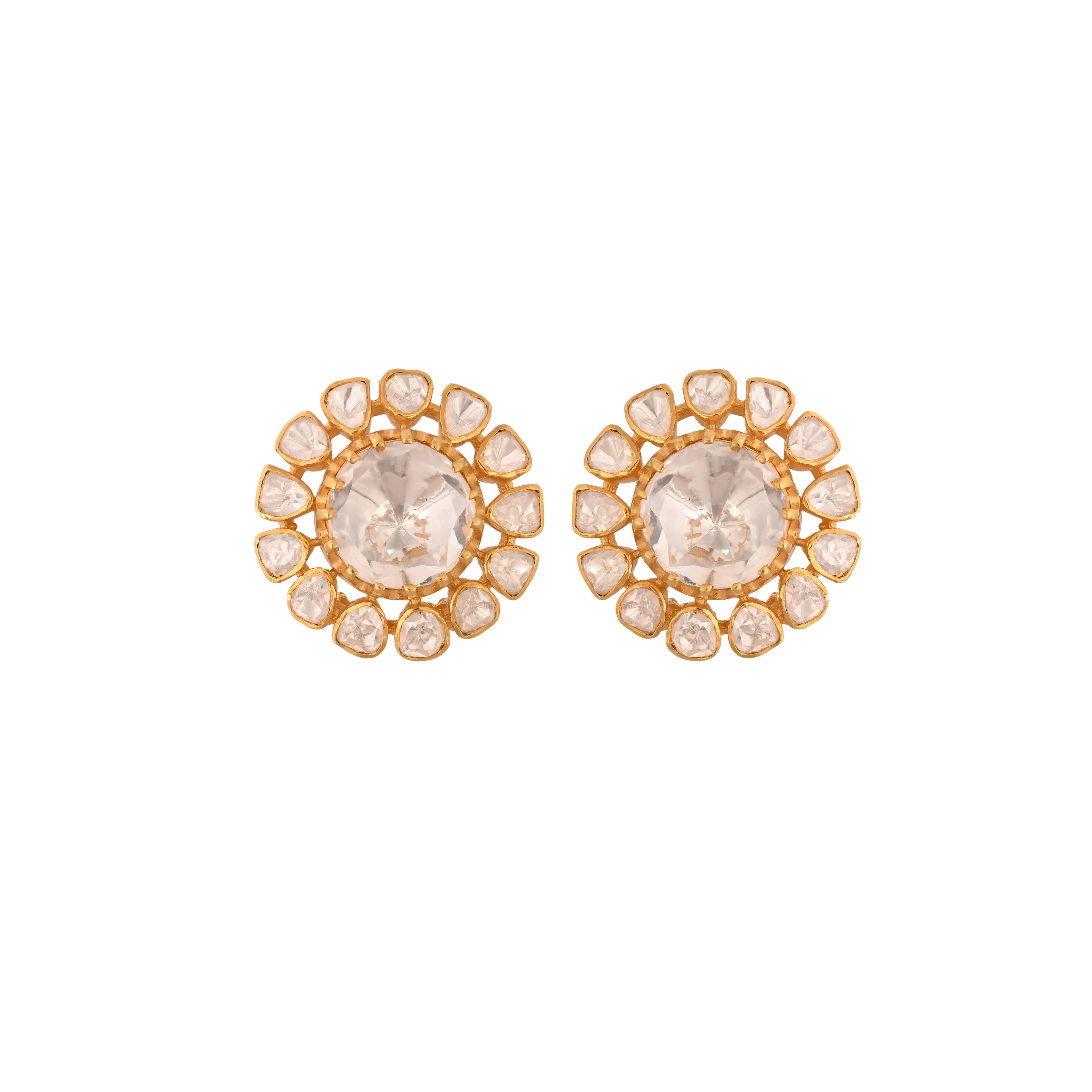 Noor Bloom Polki Silver Earrings