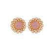 Rose Quartz Floral Polki Silver Earrings