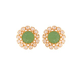 Russian Emerald & Polki Silver Earrings