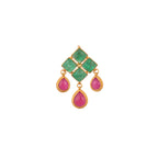 Emerald & Ruby Drop Silver Pendant Set