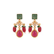 Emerald & Ruby Drop Silver Earrings