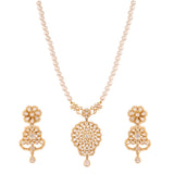 Noor Bloom Polki & Pearl Silver Necklace Set