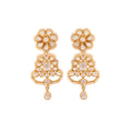 Noor Bloom Polki & Pearl Long Silver Earrings